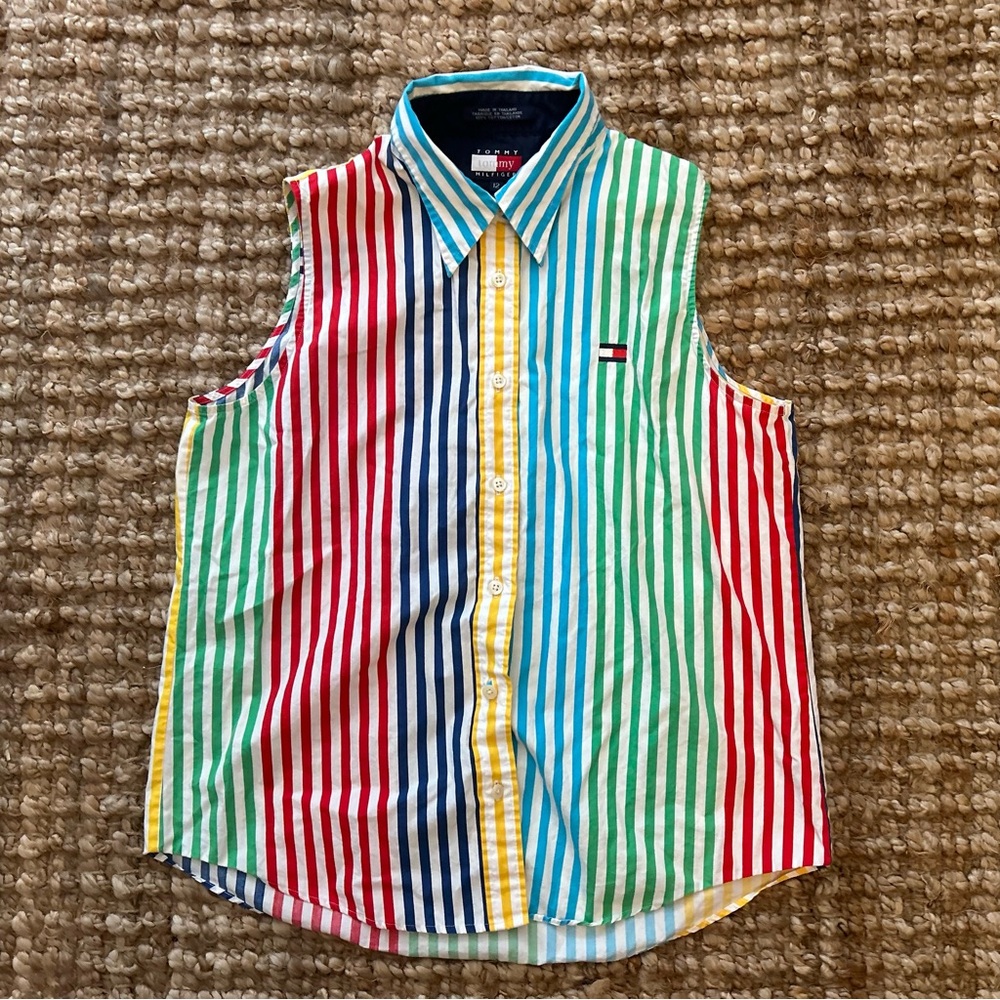 Tommy Hilfiger Multicolor Striped Sleeveless Shirt-size 12
